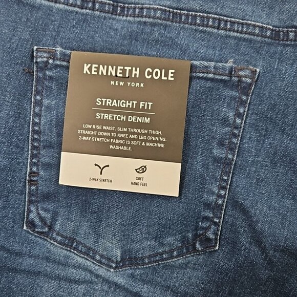 NEW Kenneth Cole Jeans Men's 38x34 Straight Fit 2 Way Stretch Med Blue Denim NWT - Picture 12 of 16
